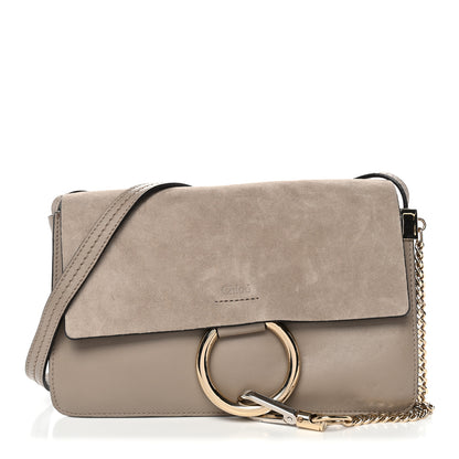 Chloe Suede Calfskin Small Faye Shoulder Bag Motty Grey 1 of 9