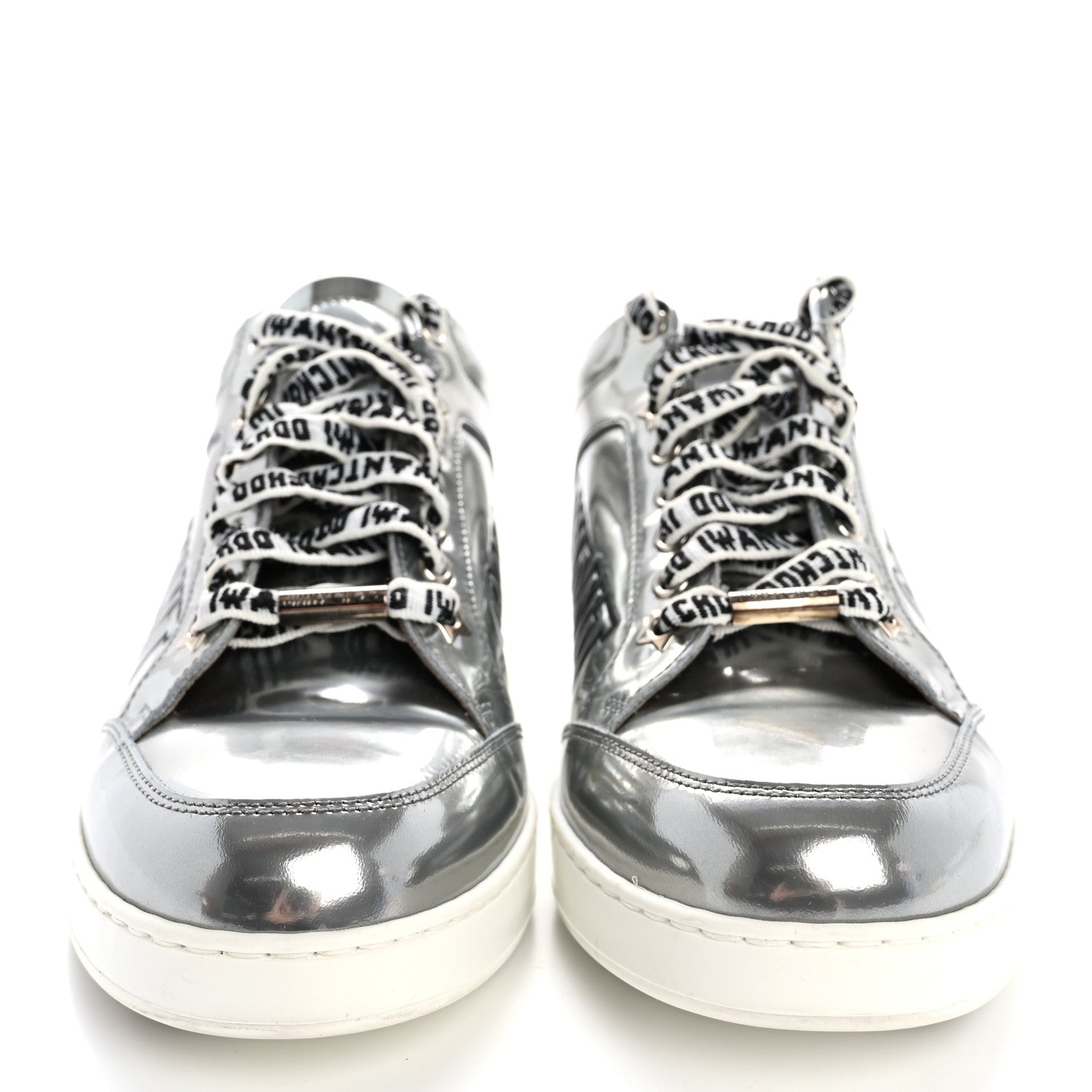 Jimmy Choo Liquid Mirror Calfskin Embossed Miami Sneaker 39 Silver Black 3 of 13