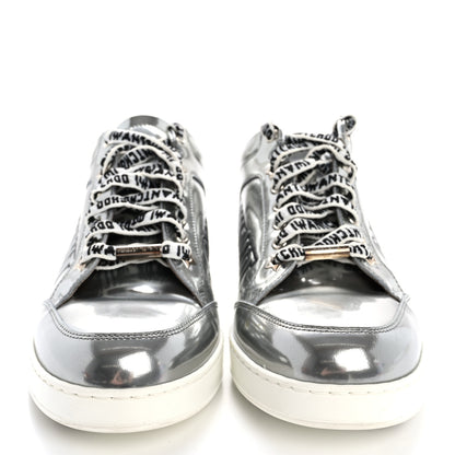 Jimmy Choo Liquid Mirror Calfskin Embossed Miami Sneaker 39 Silver Black 3 of 13