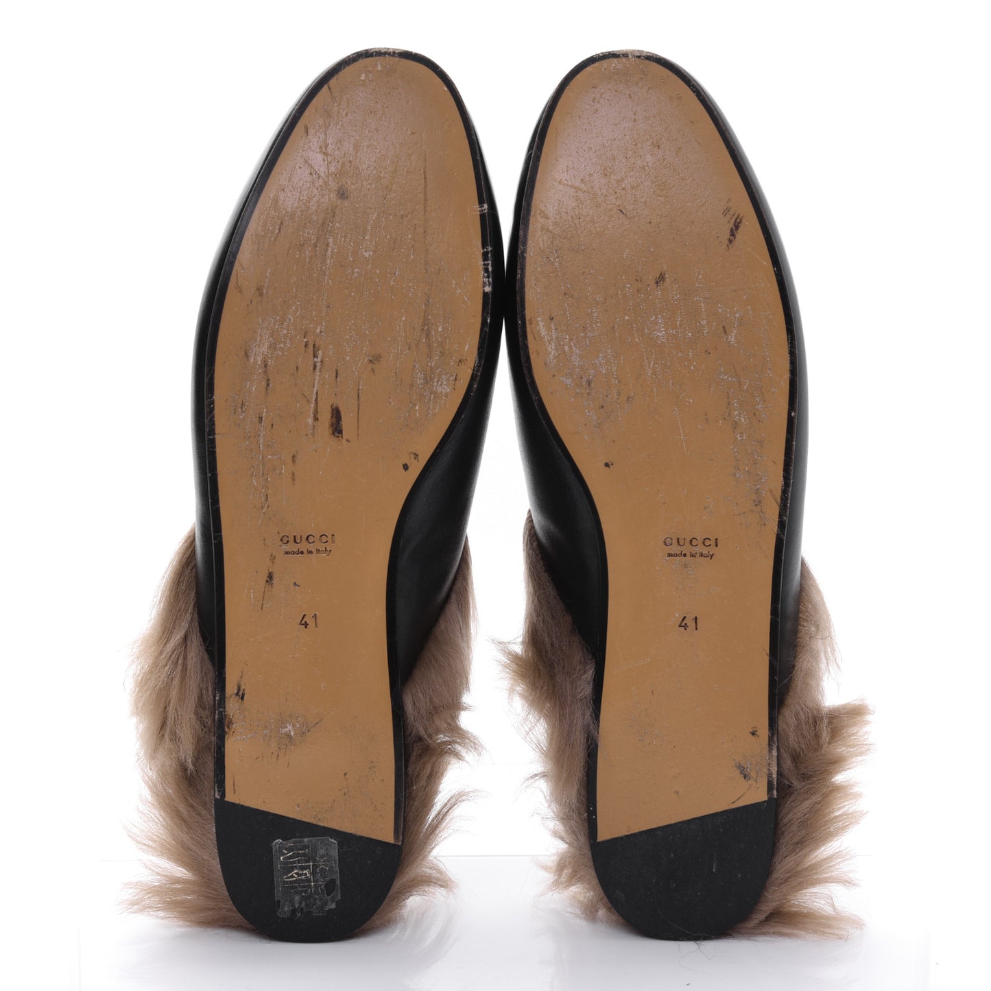 Calfskin Fur Womens Princetown Slippers 41 Black