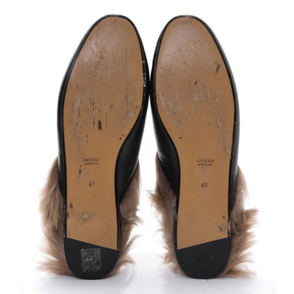 Gucci Calfskin Fur Womens Princetown Slippers 41 Black 5 of 9