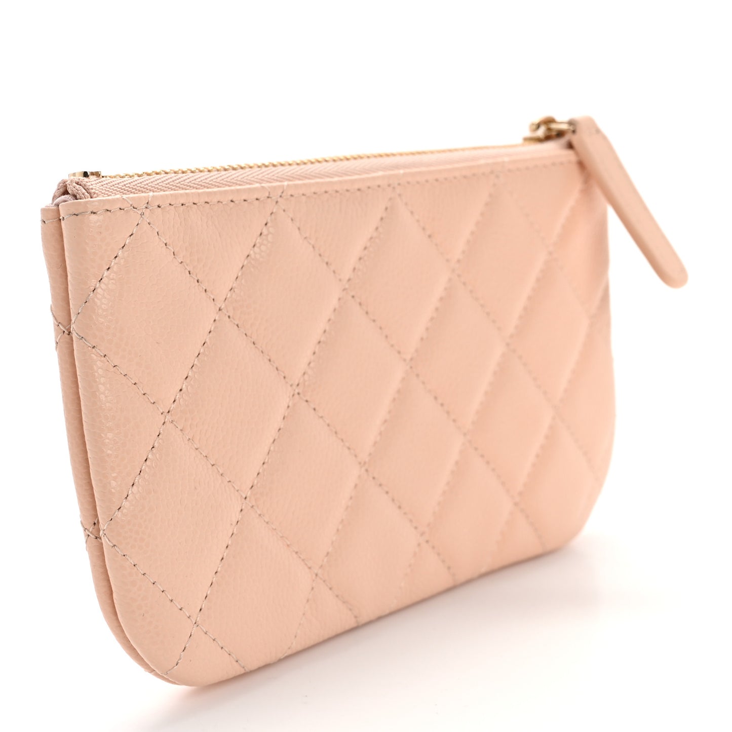 Caviar Quilted Small Cosmetic Case Light Beige