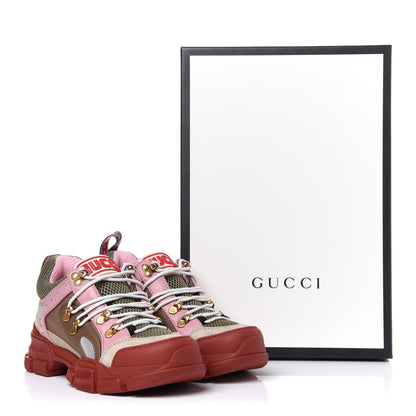 Gucci X SEGA Mesh Canvas Calfskin Womens Flashtrek Sneakers 36.5 Military Oatmeal Carmine Rose Ardesia 10 of 10