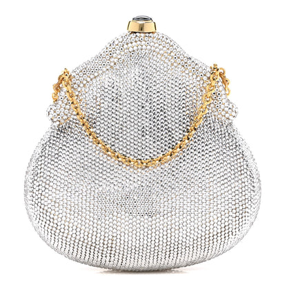 Judith Leiber Swarovski Crystal Chatelaine Minaudiere Clutch Silver Gold 1 of 13