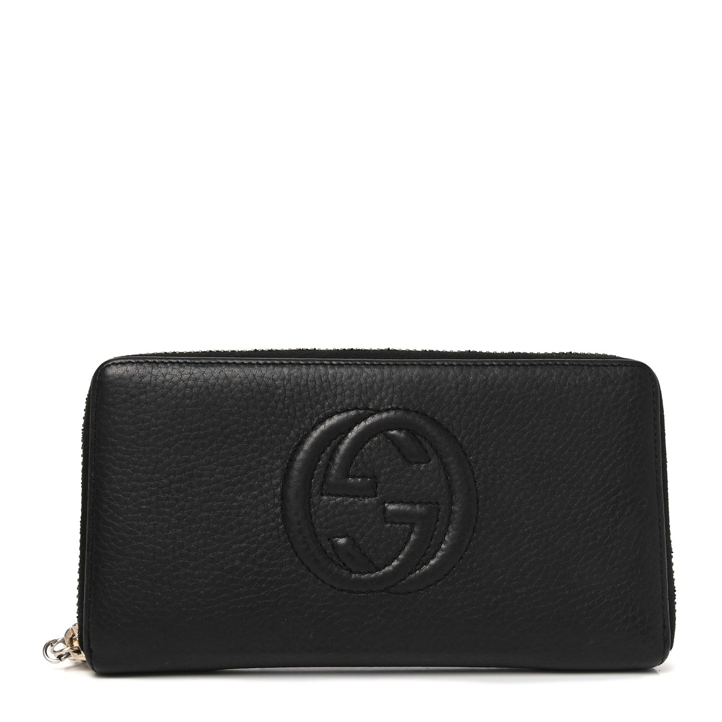 Pebbled Calfskin Soho Zip Around Wallet Black