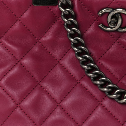 Chanel Calfskin Quilted Small Shopping In Chains Tote Dark Pink 8 of 10