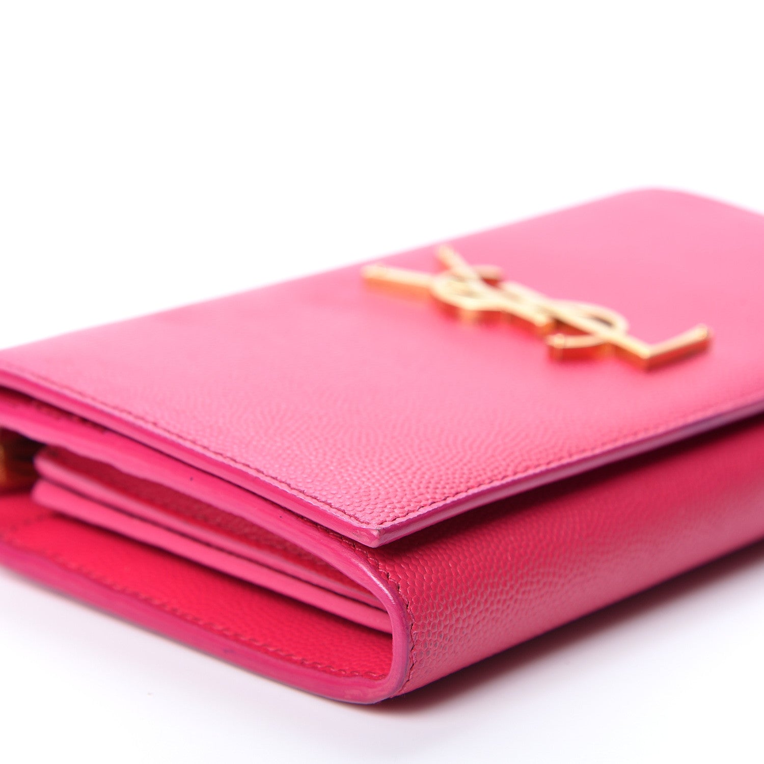 Saint Laurent Grain De Poudre Classic Monogram Cassandre Wallet Fuchsia 9 of 12