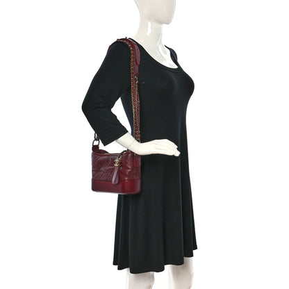 Chanel Aged Calfskin Quilted Small Gabrielle Hobo Burgundy 2 of 9