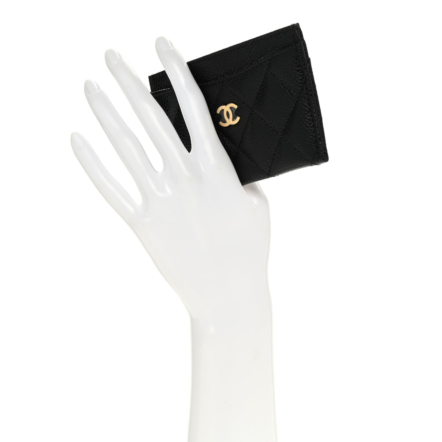 Caviar Quilted Card Holder Black