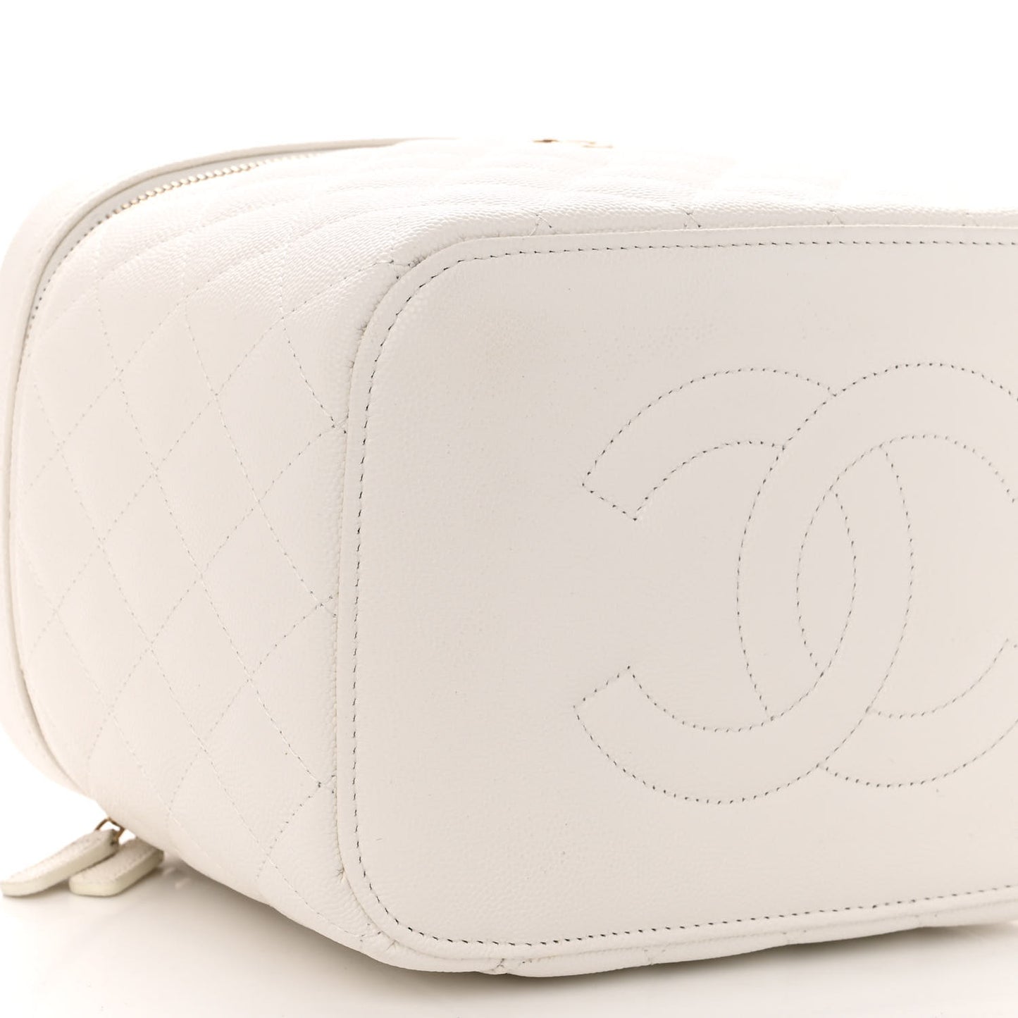 Caviar Quilted Large Vanity Pouch White