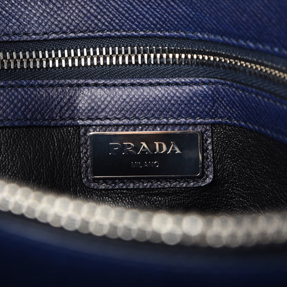 Prada Saffiano Cuir Double Handle Tote Baltico 8 of 16