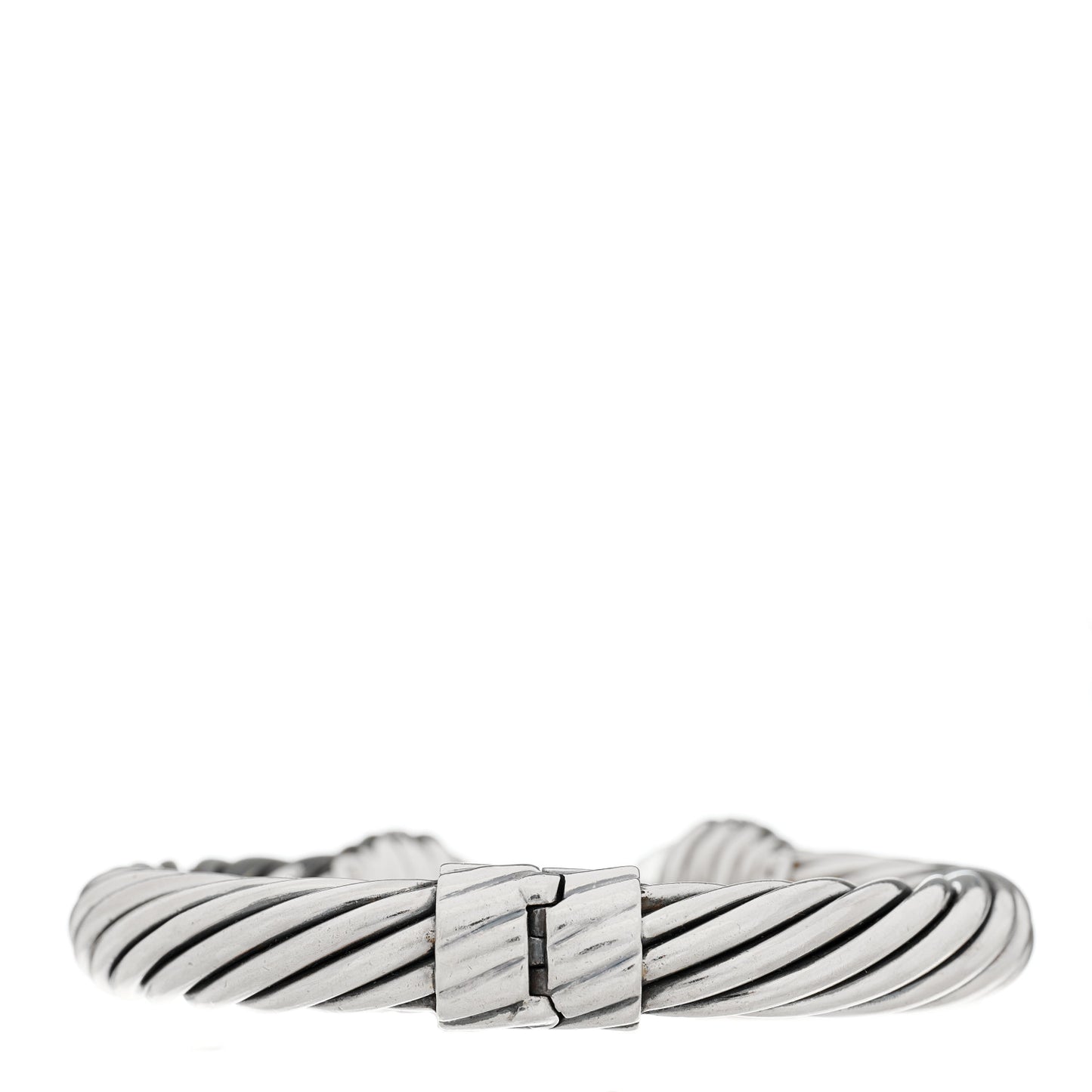 Sterling Silver Diamond Prasiolite 10mm Cable Classics Hinged Bracelet