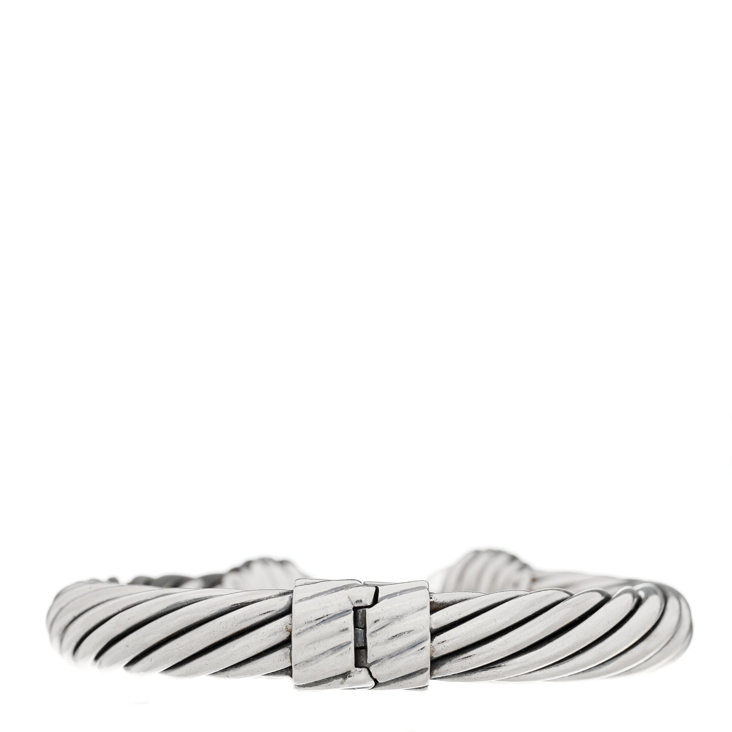 David Yurman Sterling Silver Diamond Prasiolite 10mm Cable Classics Hinged Bracelet 2 of 3