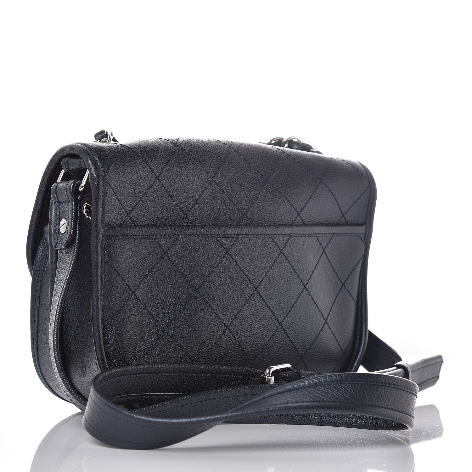 Chanel Metallic Calfskin Quilted Jungle Stroll Messenger Bag Navy 3 of 7