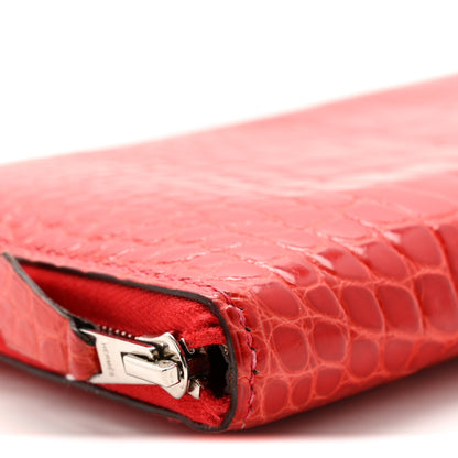 Hermes Shiny Alligator Azap Wallet Geranium 9 of 15