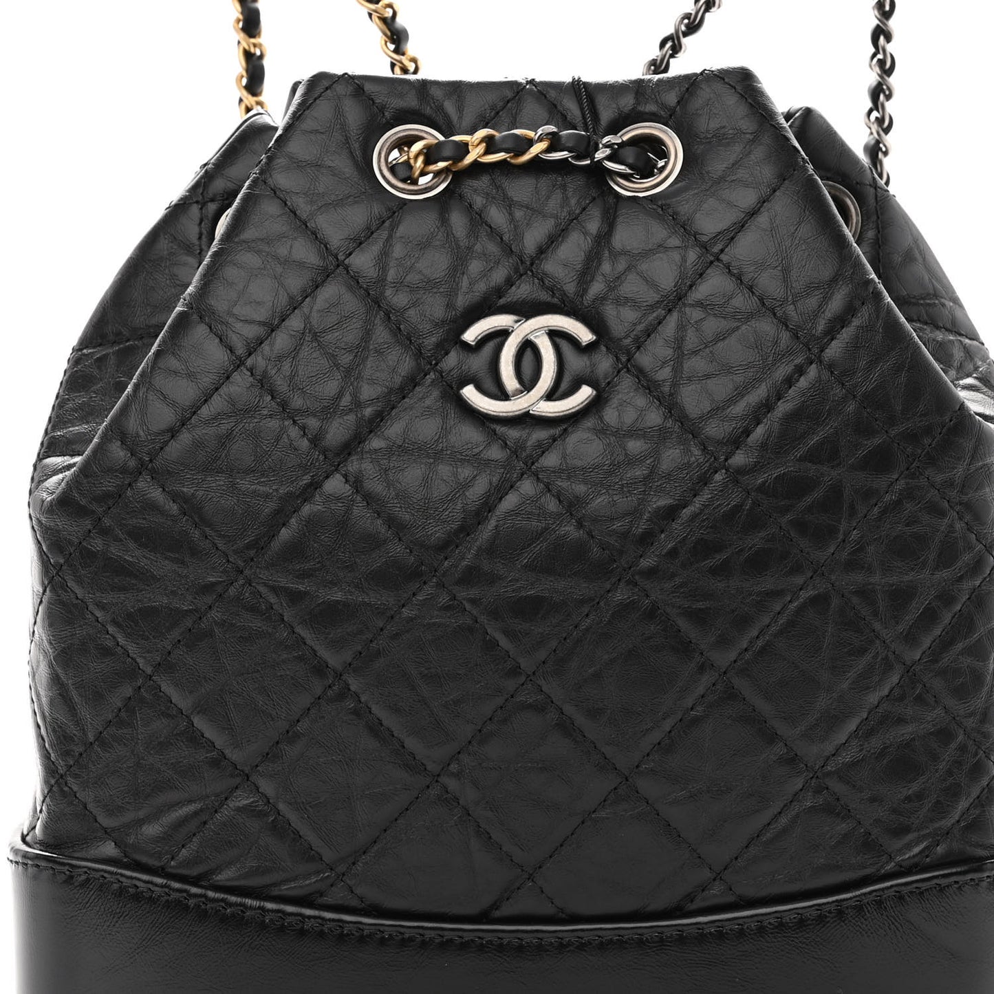 Aged Calfskin Quilted Small Gabrielle Backpack Black
