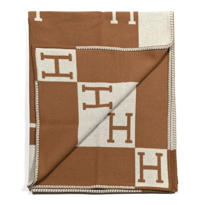 Hermes Wool Cashmere Avalon Blanket Ecru Camel 2 of 3