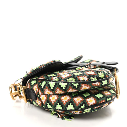 Christian Dior Beaded Fringe Mini Saddle Bag Green Multicolor 4 of 11