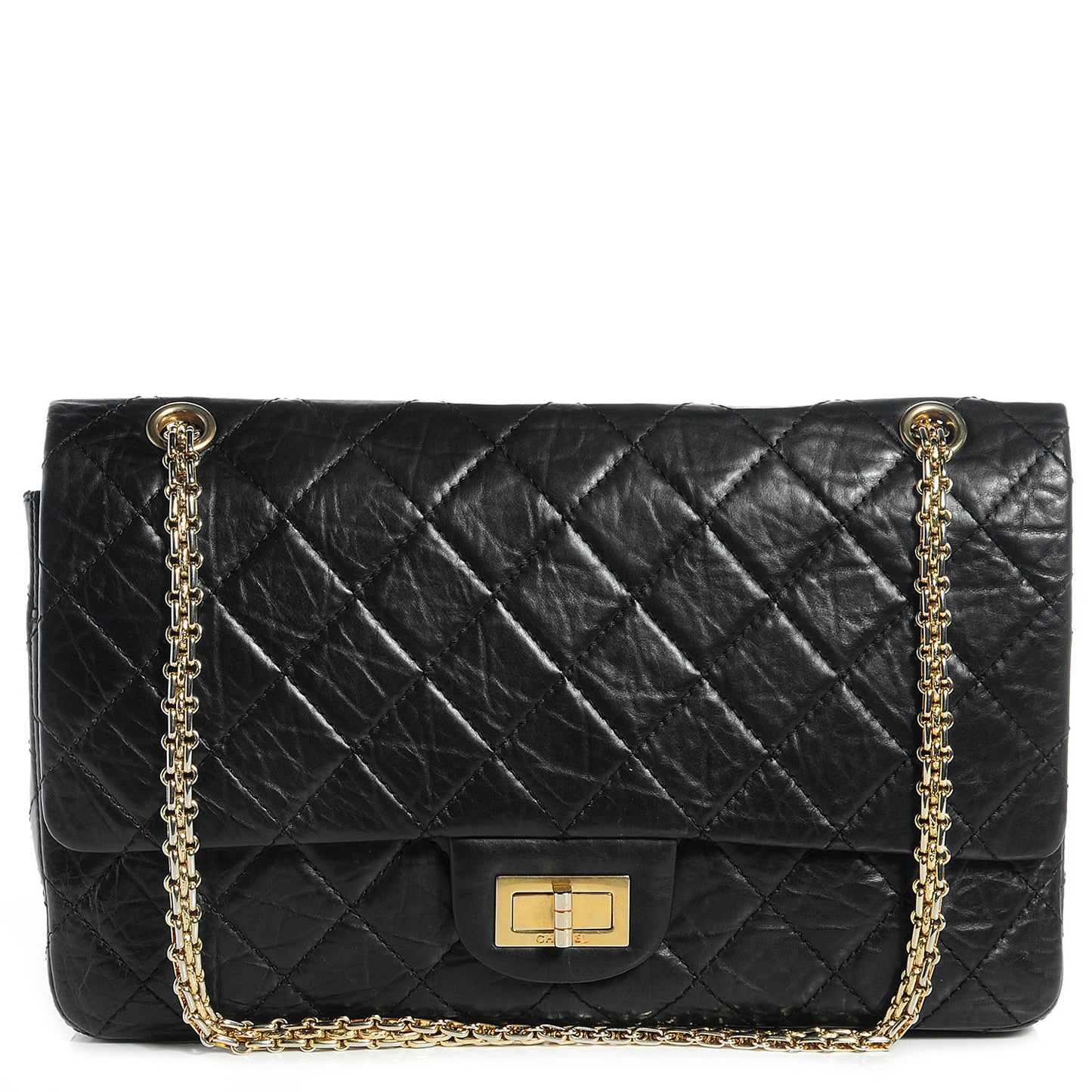 Aged Calfskin Quilted 50th Anniversary 2.55 Reissue 227 Flap Black