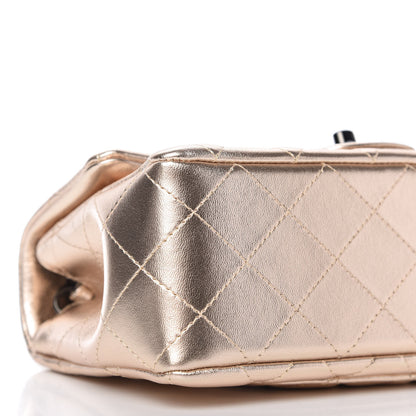 Chanel Metallic Lambskin Quilted Mini Rectangular Flap Gold Black 6 of 11