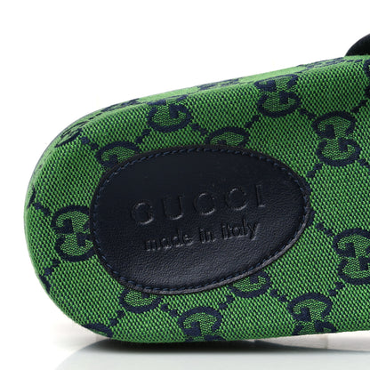 Gucci Monogram Multicolor Slide Sandals 5 Green Blue 7 of 8
