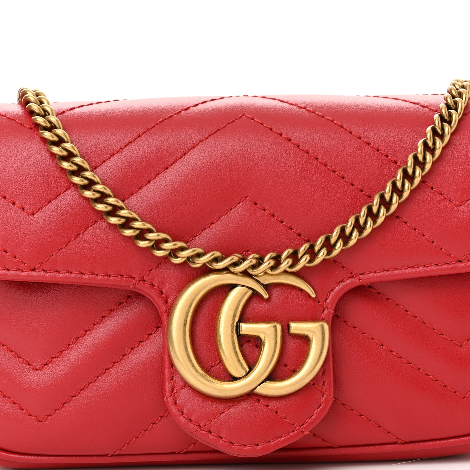 Gucci Calfskin Matelasse Super Mini GG Marmont Shoulder Bag Hibiscus Red 8 of 10