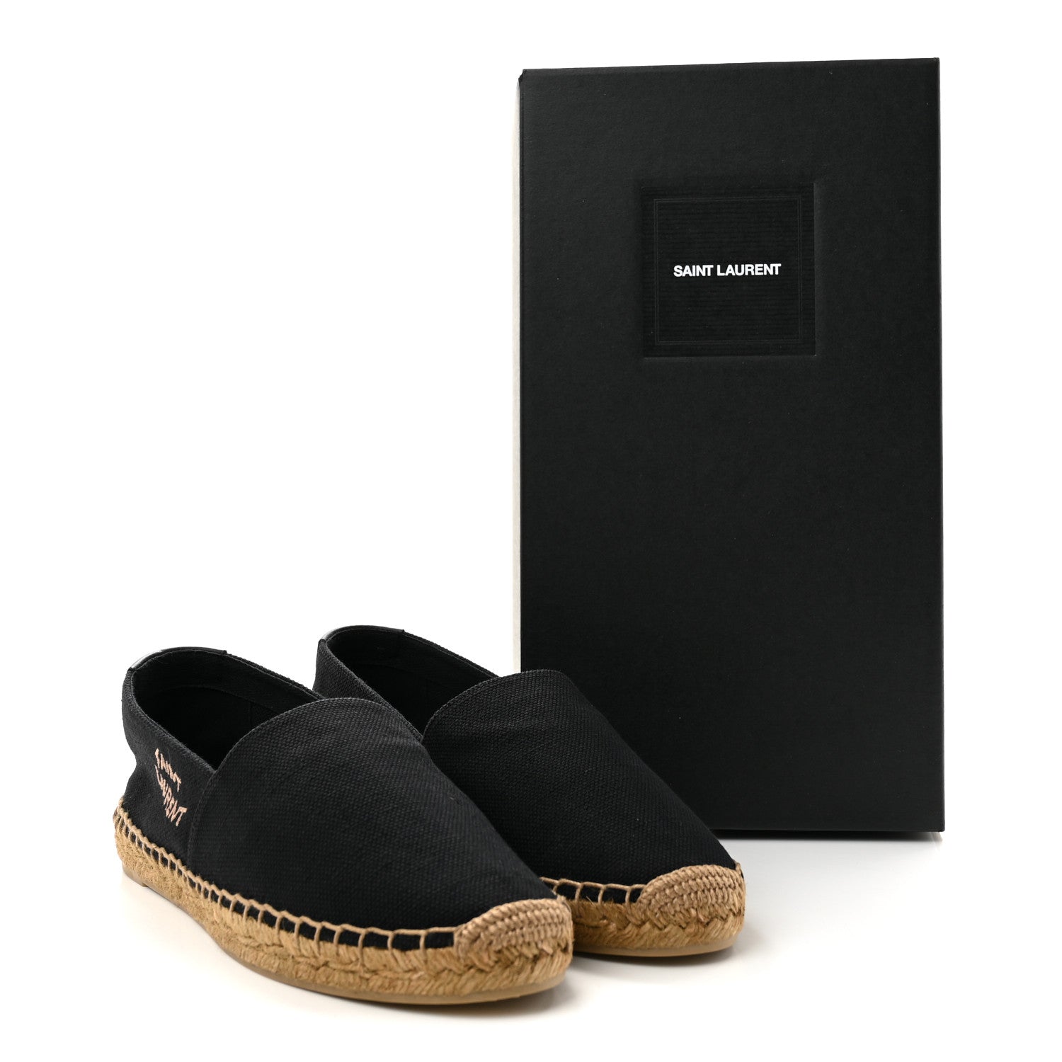 Saint Laurent Canvas Nappa Elba Light Logo Embroidered Espadrilles 38.5 Black 10 of 10
