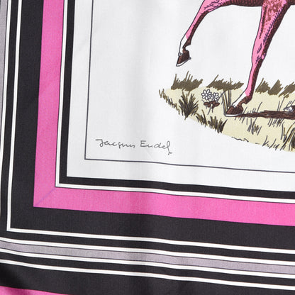 Hermes Silk Couvertures Et Tenues de Jour Scarf 140 Gris Perle Fuchsia Black 5 of 6