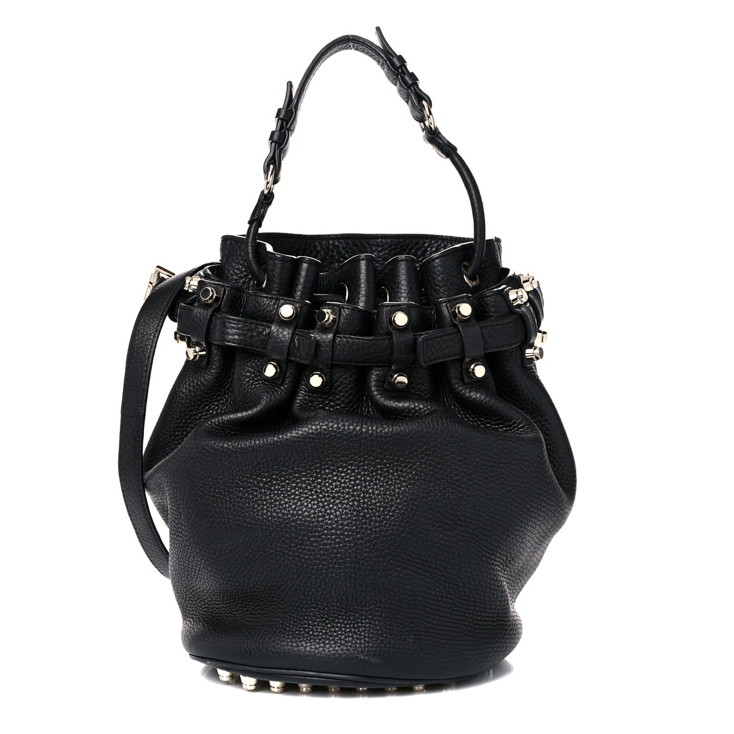 Pebbled Lambskin Diego Bucket Black Gold Hardware