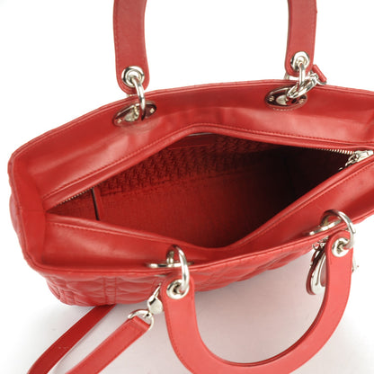Christian Dior Lambskin Cannage Large Lady Dior Red 5 of 9