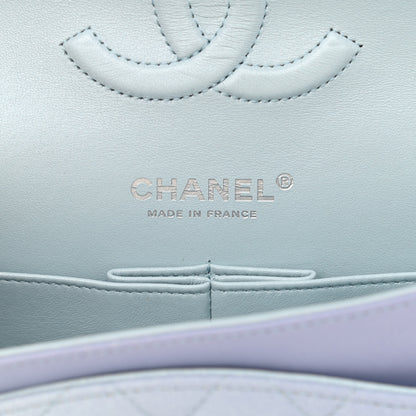 Chanel Perforated Lambskin Quilted Medium Double Flap Light Blue Light Purple White 6 of 11