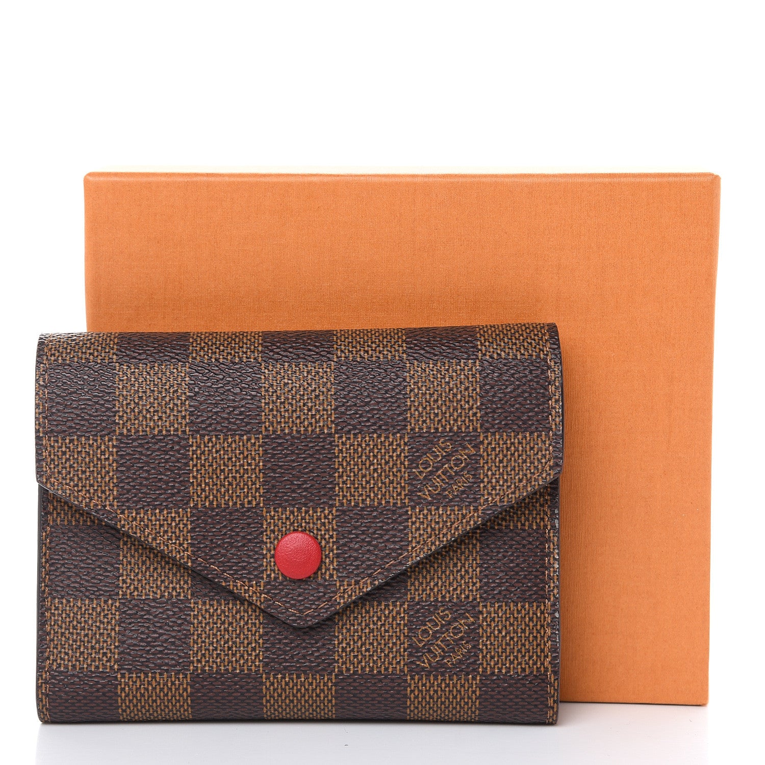 Louis Vuitton Damier Ebene Victorine Wallet Red 7 of 8