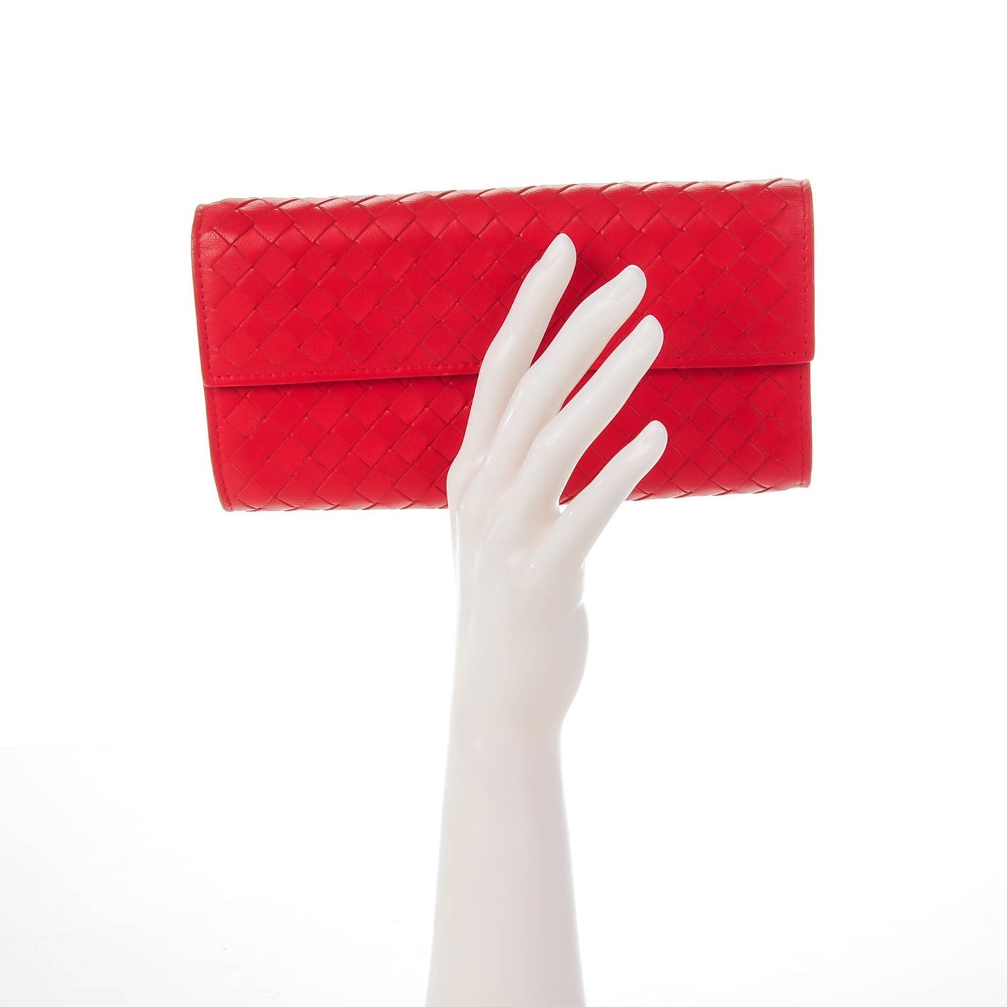 Nappa Intrecciato Continental Flap Wallet Red
