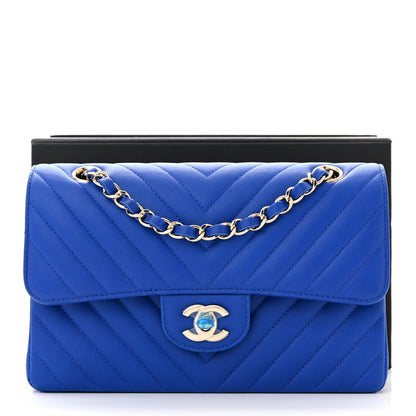 Chanel Caviar Chevron Quilted Small Double Flap Blue 13 of 13