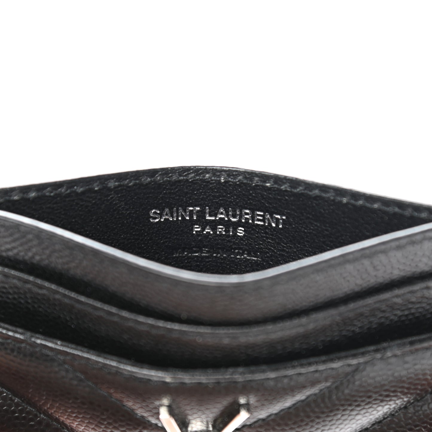 Grain De Poudre Matelasse Chevron Monogram Credit Card Case Black