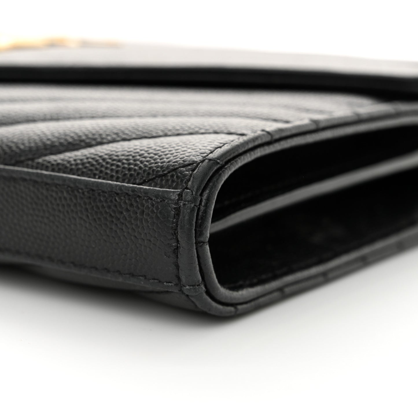 Grain De Poudre Matelasse Chevron Monogram Chain Wallet Black
