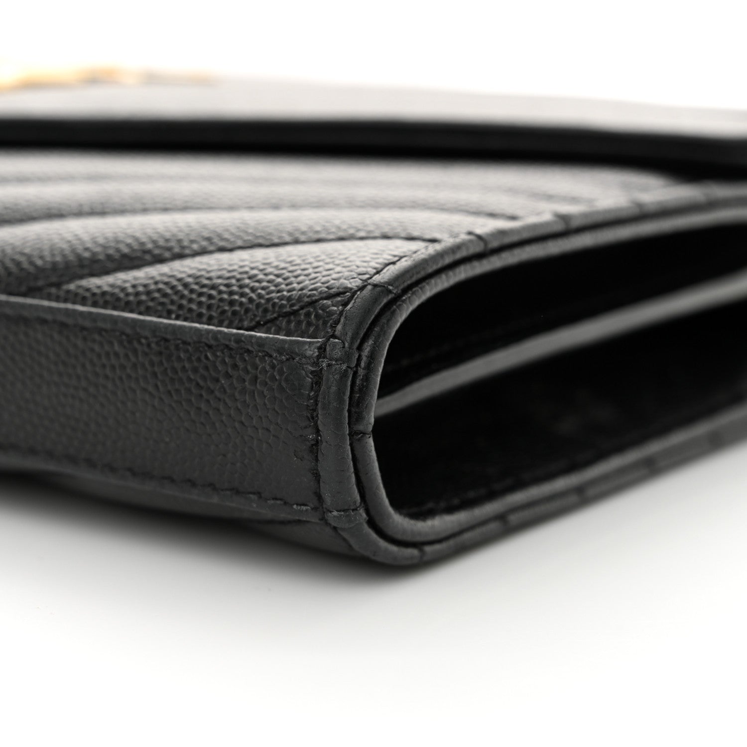 Saint Laurent Grain De Poudre Matelasse Chevron Monogram Chain Wallet Black 10 of 10