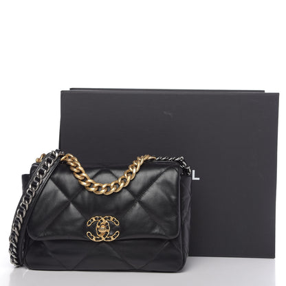 Chanel Goatskin Quilted Medium 19 Flap Black 11 of 11