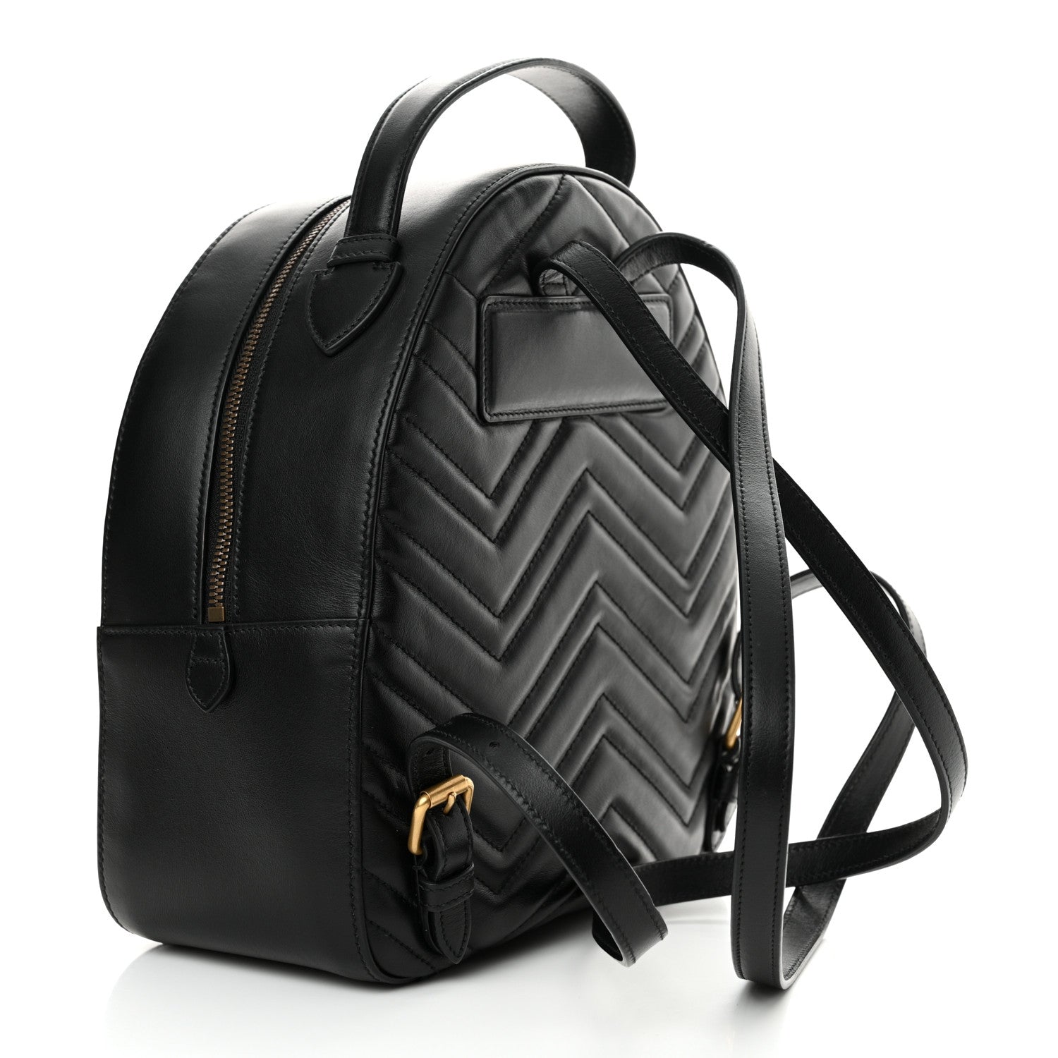 Gucci Calfskin Matelasse GG Marmont Dome Backpack Black 3 of 14