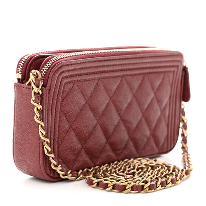Chanel Caviar Quilted Small Boy Clutch With Chain Burgundy 3 of 19