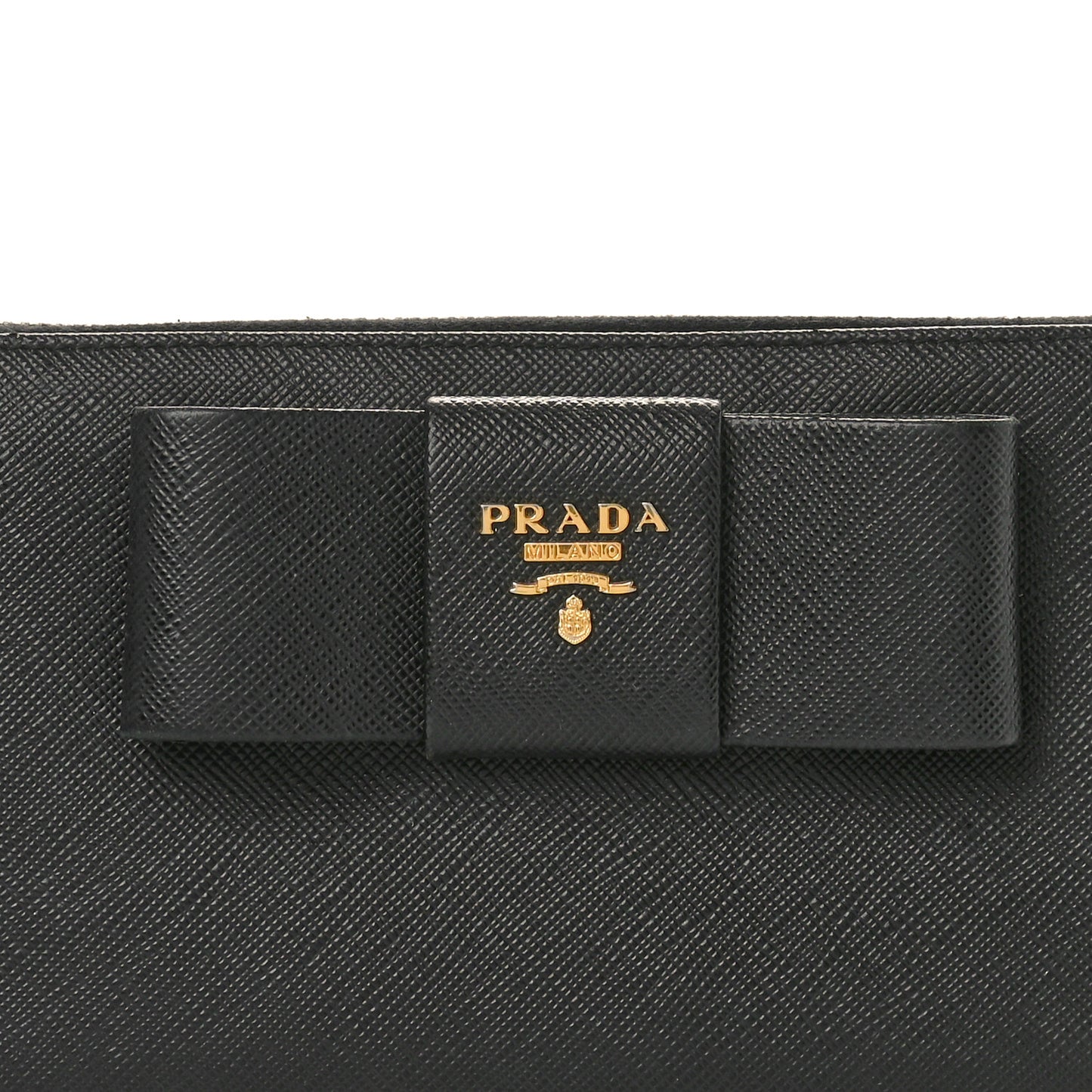 Saffiano Fiocco Bow Zip Around Wallet Black