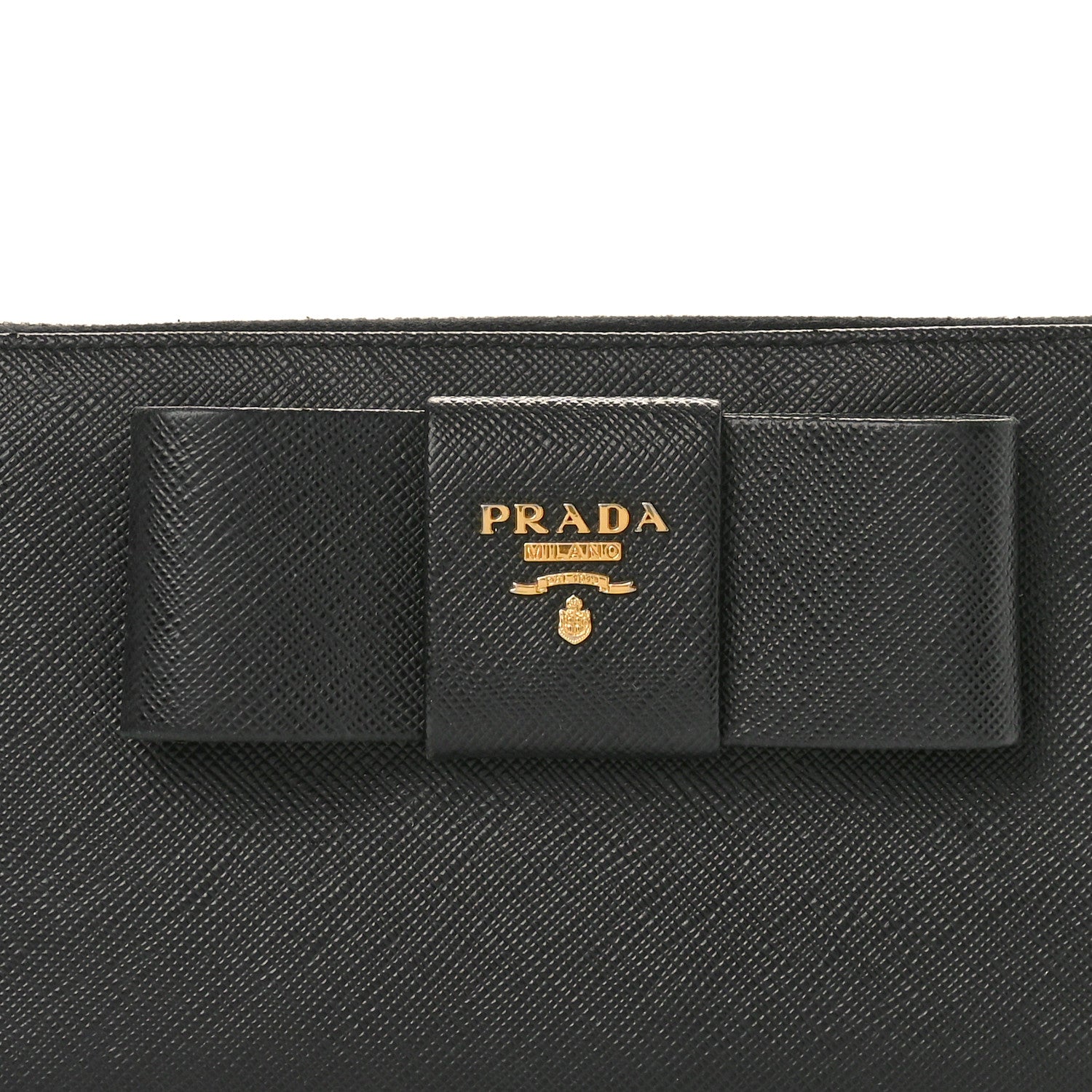 Prada Saffiano Fiocco Bow Zip Around Wallet Black 7 of 10