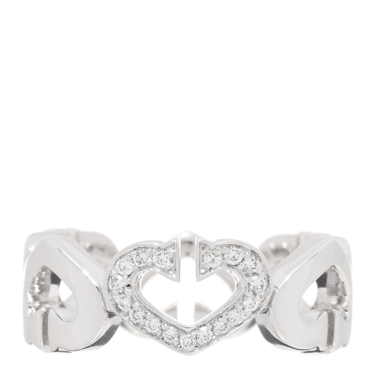18K White Gold Diamond Hearts and Symbols Ring 50 5.25