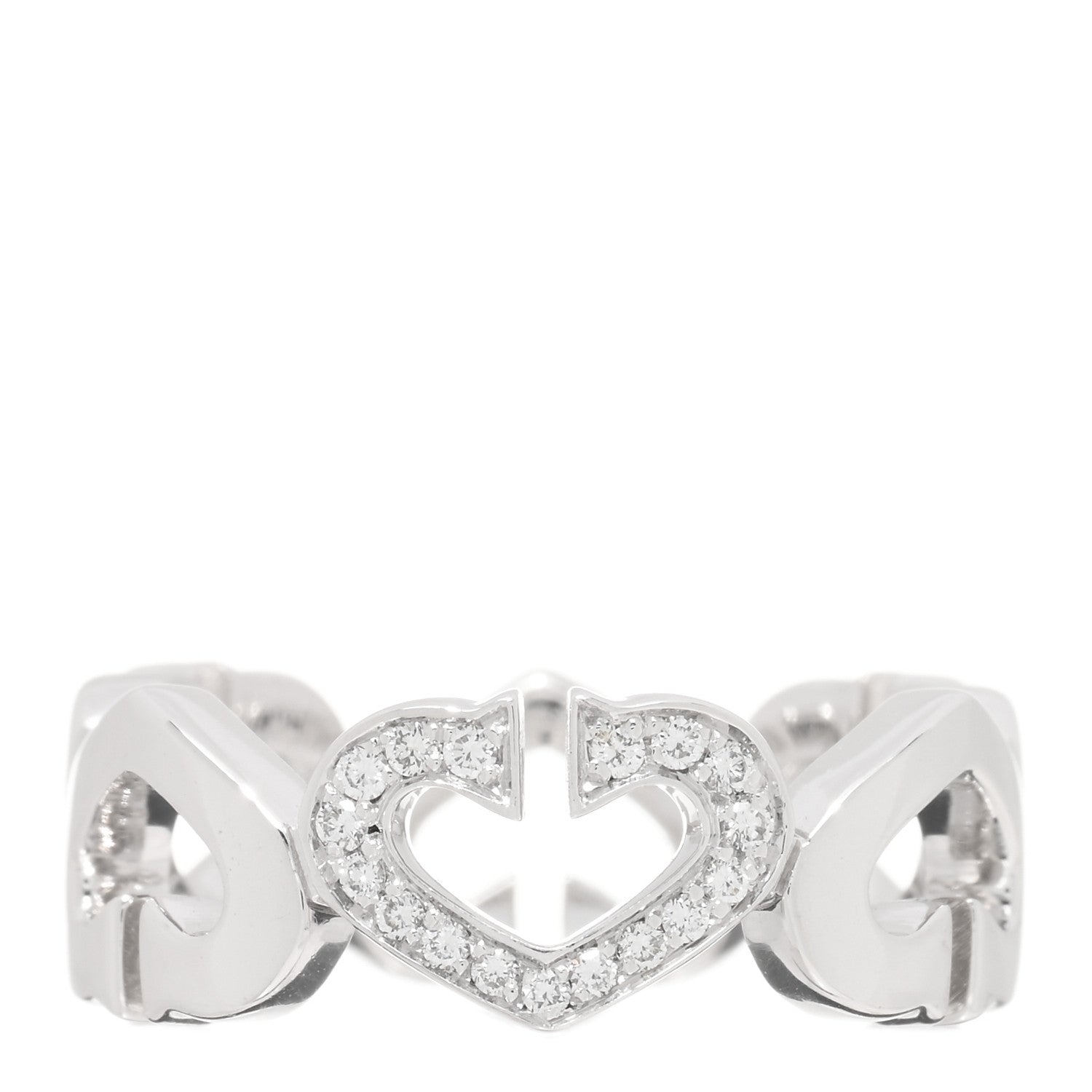 Cartier 18K White Gold Diamond Hearts and Symbols Ring 50 5.25 1 of 5