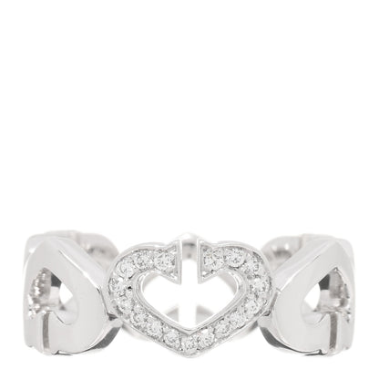 Cartier 18K White Gold Diamond Hearts and Symbols Ring 50 5.25 1 of 5