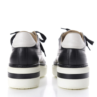 Hermes Calfskin Polo Sneakers 38 Black White 6 of 10