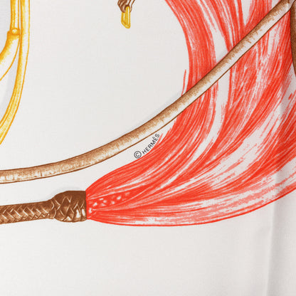 Hermes Silk Projets Carres au Crayon Scarf 90 Rouge White Or 3 of 4