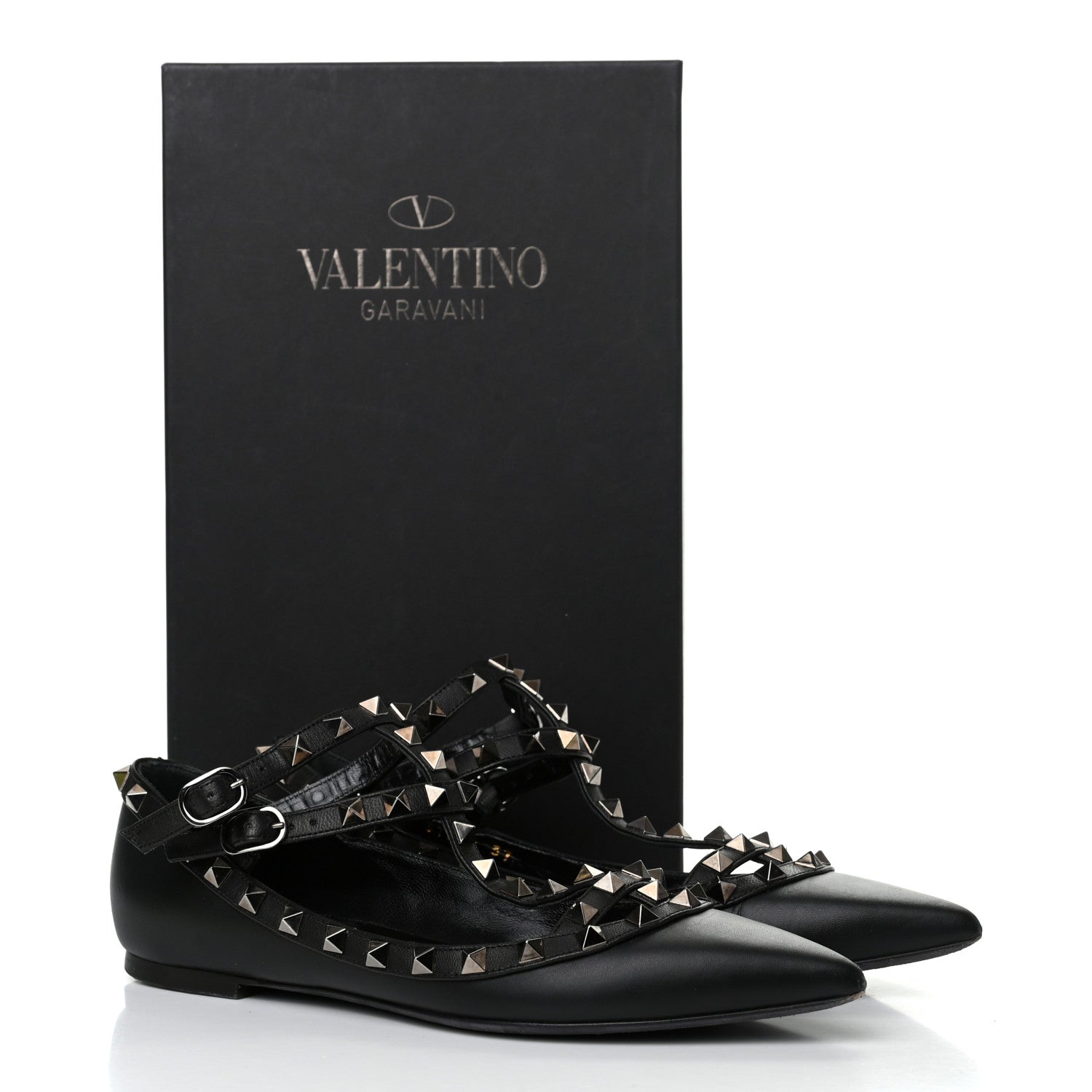 Valentino Garavani Nappa Rockstud Cage Ballerina Flats 37 Black 11 of 11