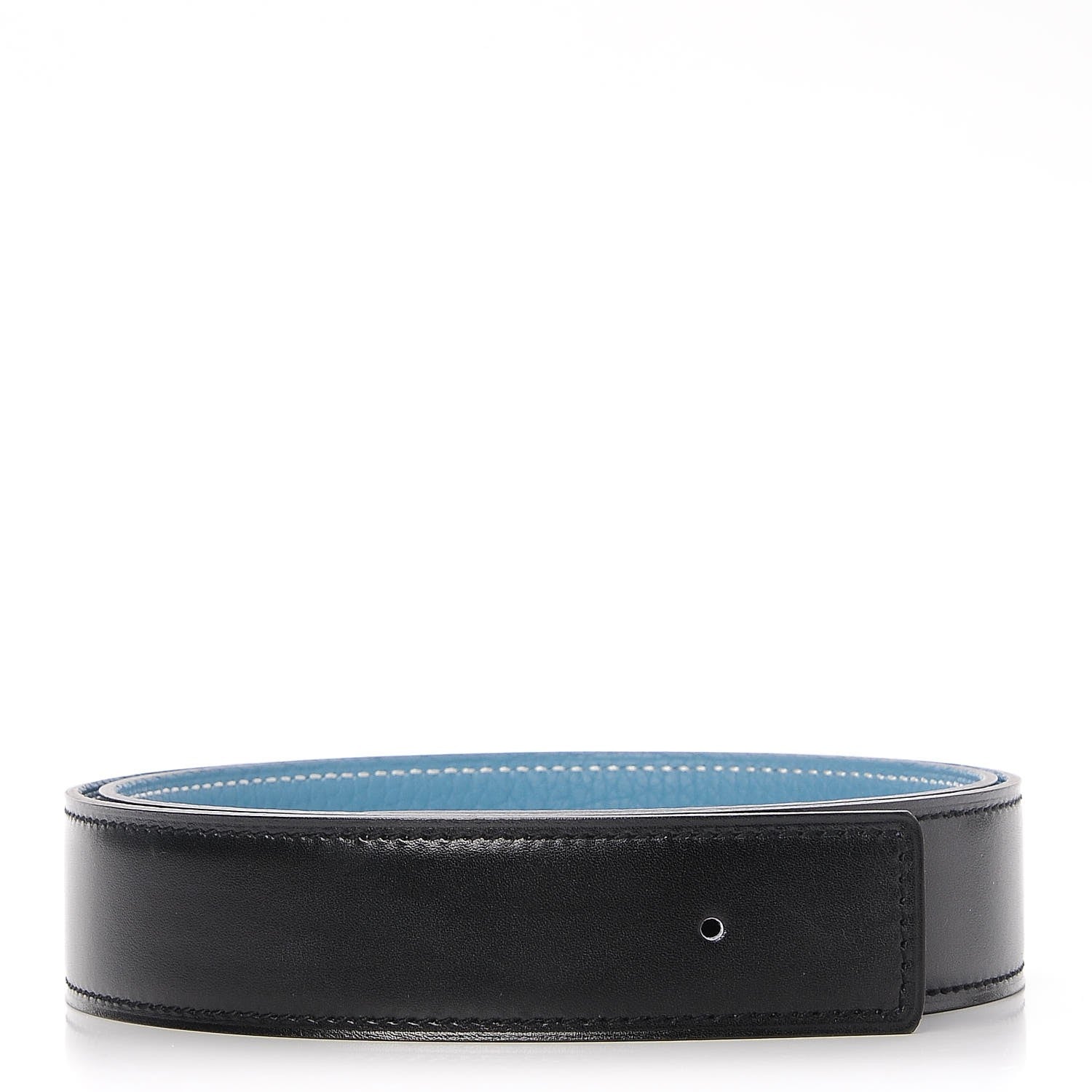 Hermes Box Togo 32mm Reversible Belt Strap 85 Black Blue Jean 1 of 7
