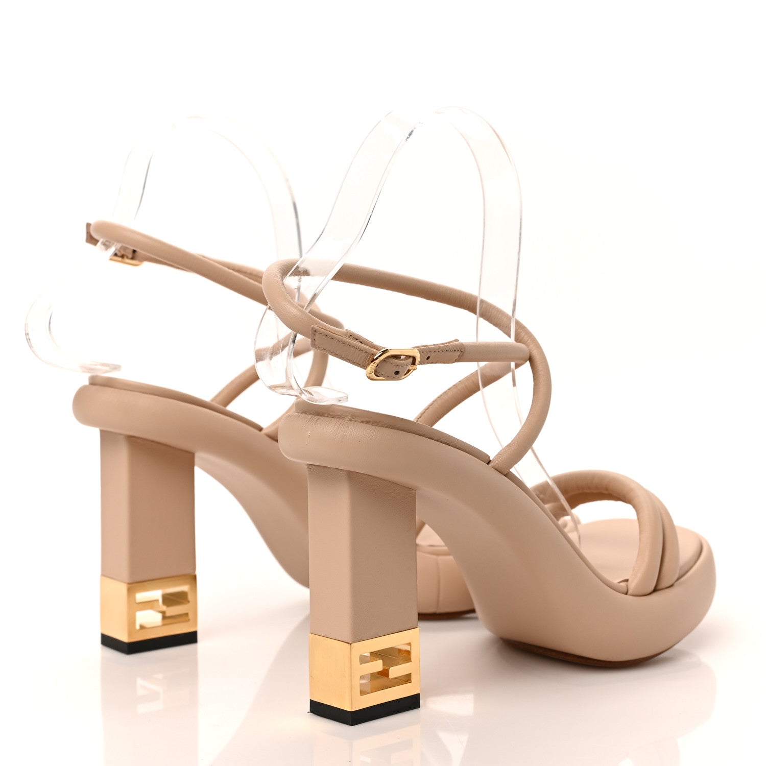 Fendi Nappa Baguette Ankle Strap 30/110mm Platform Sandals 37 Buff 4 of 8